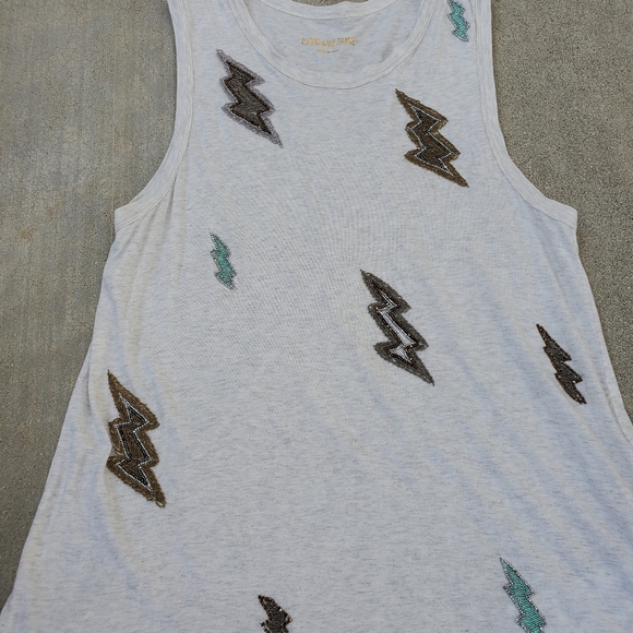 SUPER RARE Zadig & Voltaire Zen Embroidery Beaded Lightning Bolts⚡️S EUC - Picture 4 of 9